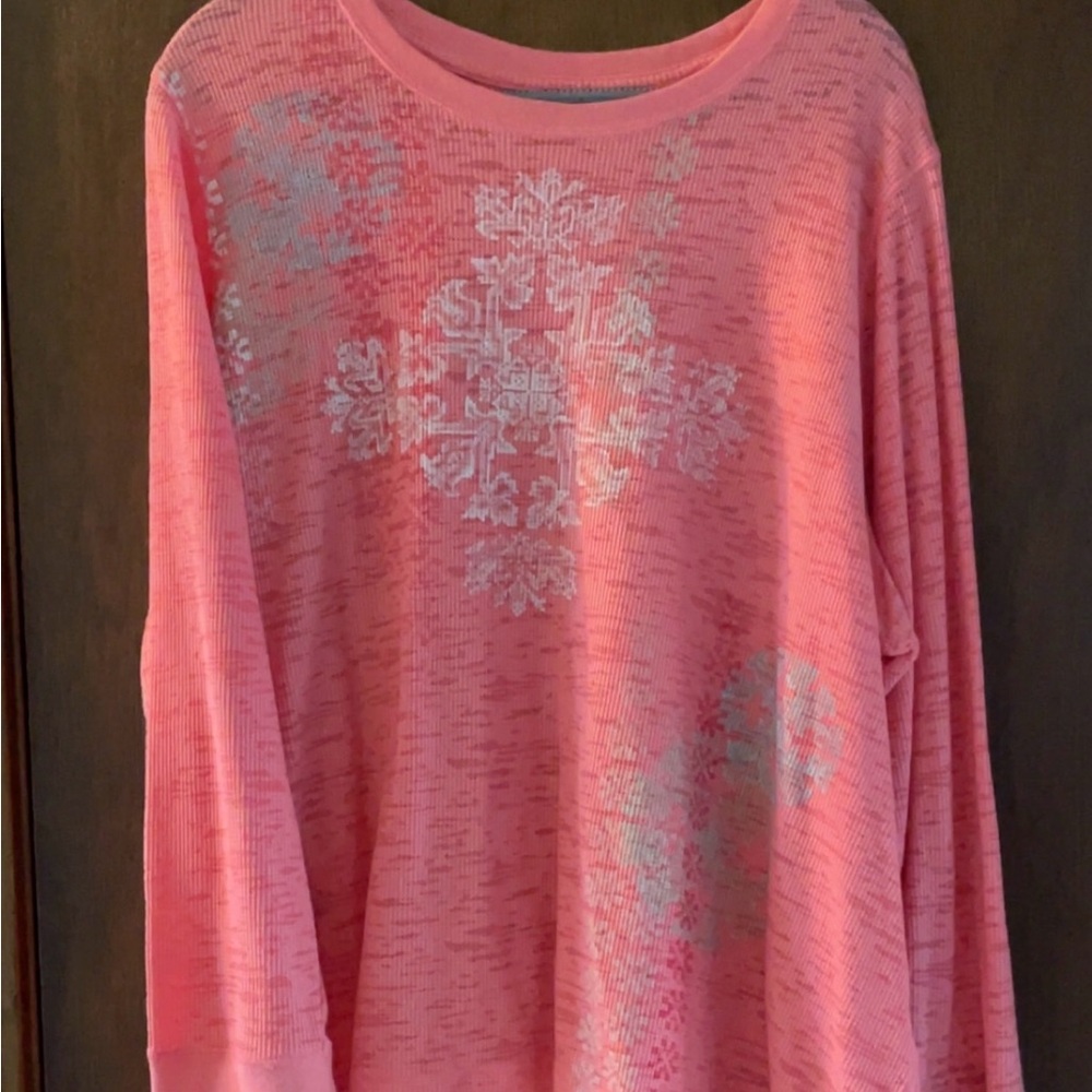 Pink Long Sleeve Top with Snowflake Design